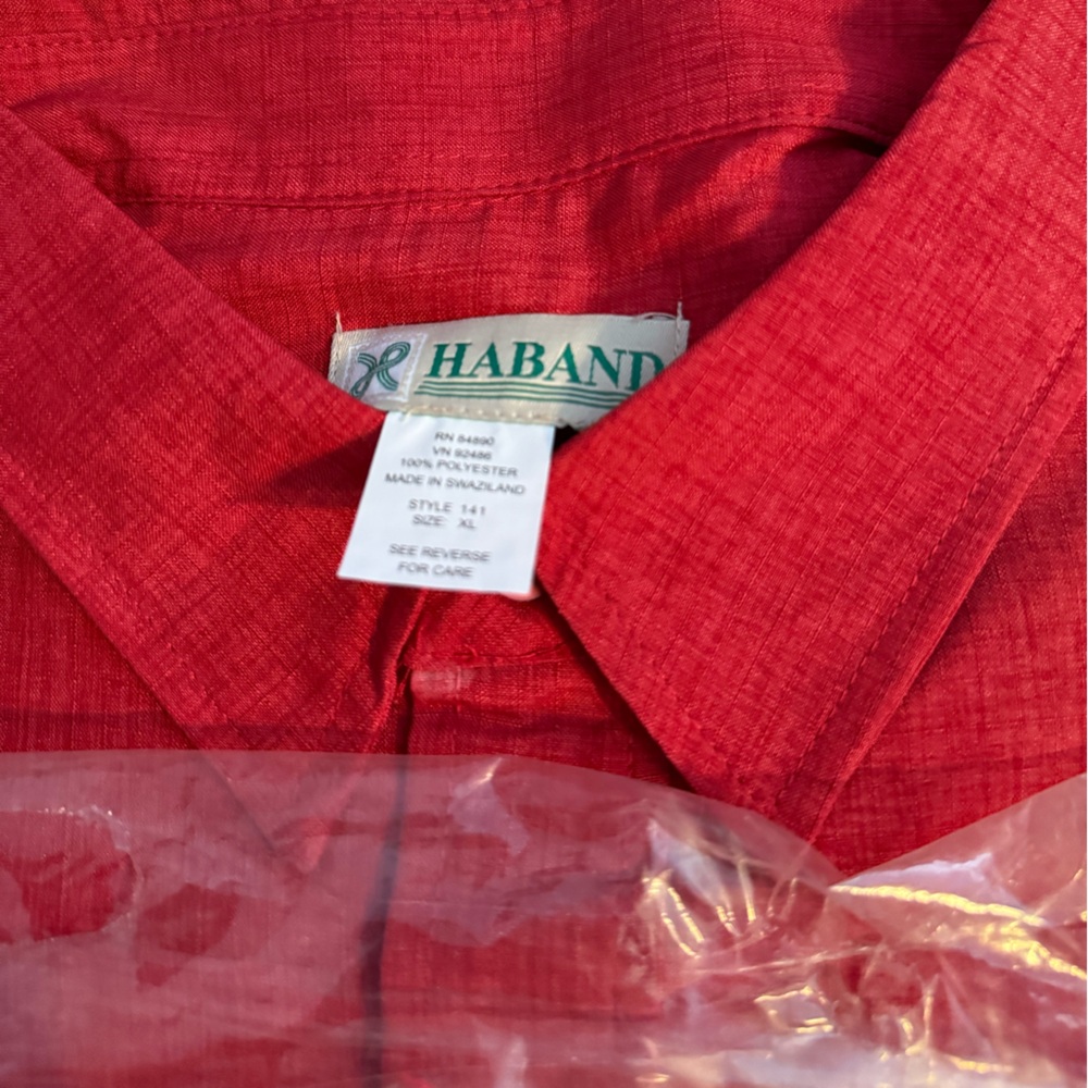 Haband Men's Bold Red Button-Down Shirt